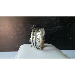 PZ Paz Creations Israel 925 Sterling Silver Spinner Ring, Size US 9.75 Vintage